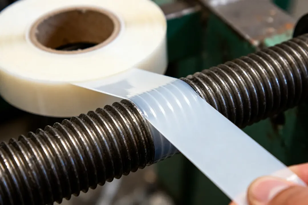 Rouleau de téflon appliqué sur un filetage pour apprendre comment mettre du téflon